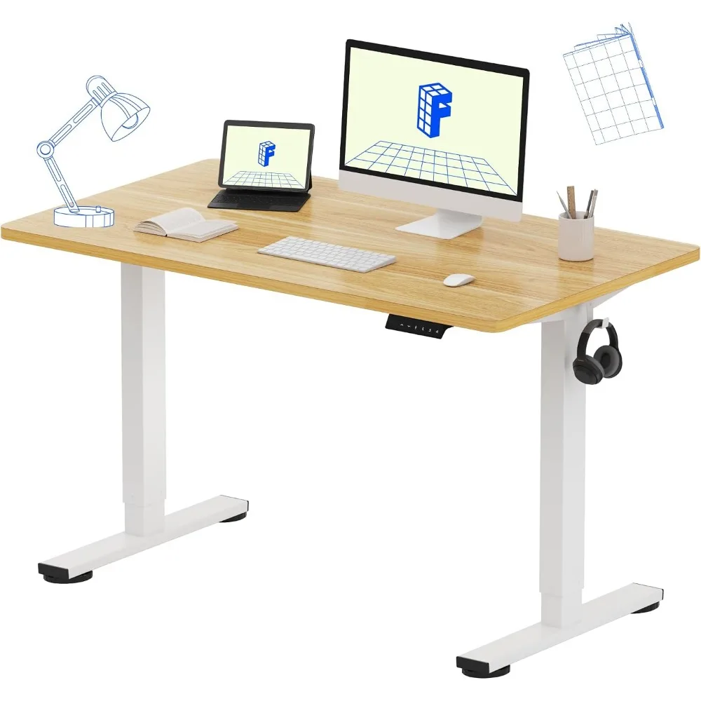 Dual Monitor Desk Setup - مكتب قائم بذاته قطعة واحدة مقاس