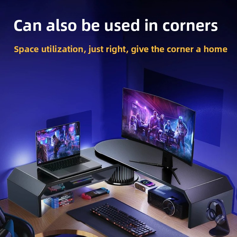 Dual Monitor Desk Setup - حامل شاشة مزدوج للألعاب، رافع شاشة