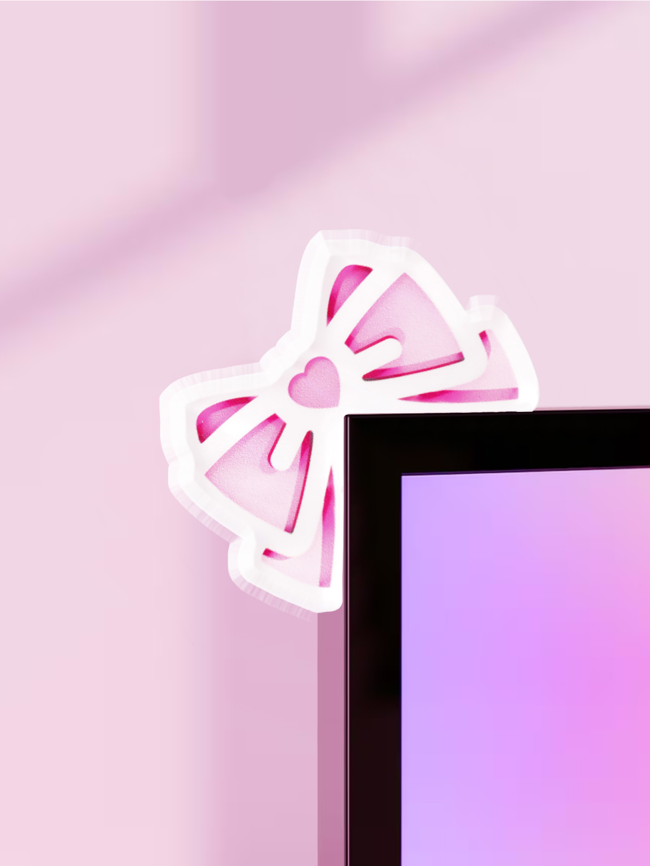 Desk Setup Pc - Kawaii القوس رصد ديكور الوردي الاكريليك