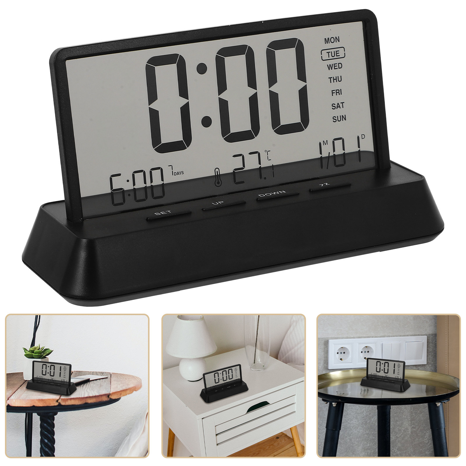 Desk Setup Bedroom - ساعة منبه رقمية صغيرة مدمجة من