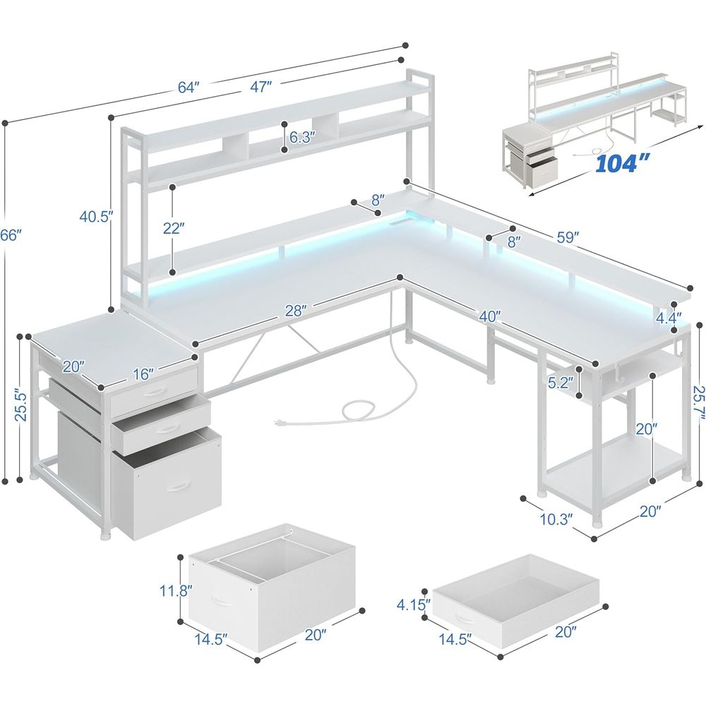 مكتب على شكل حرف L بطول 104 بو - مراجعة Dual Monitor Desk Setup وسعره