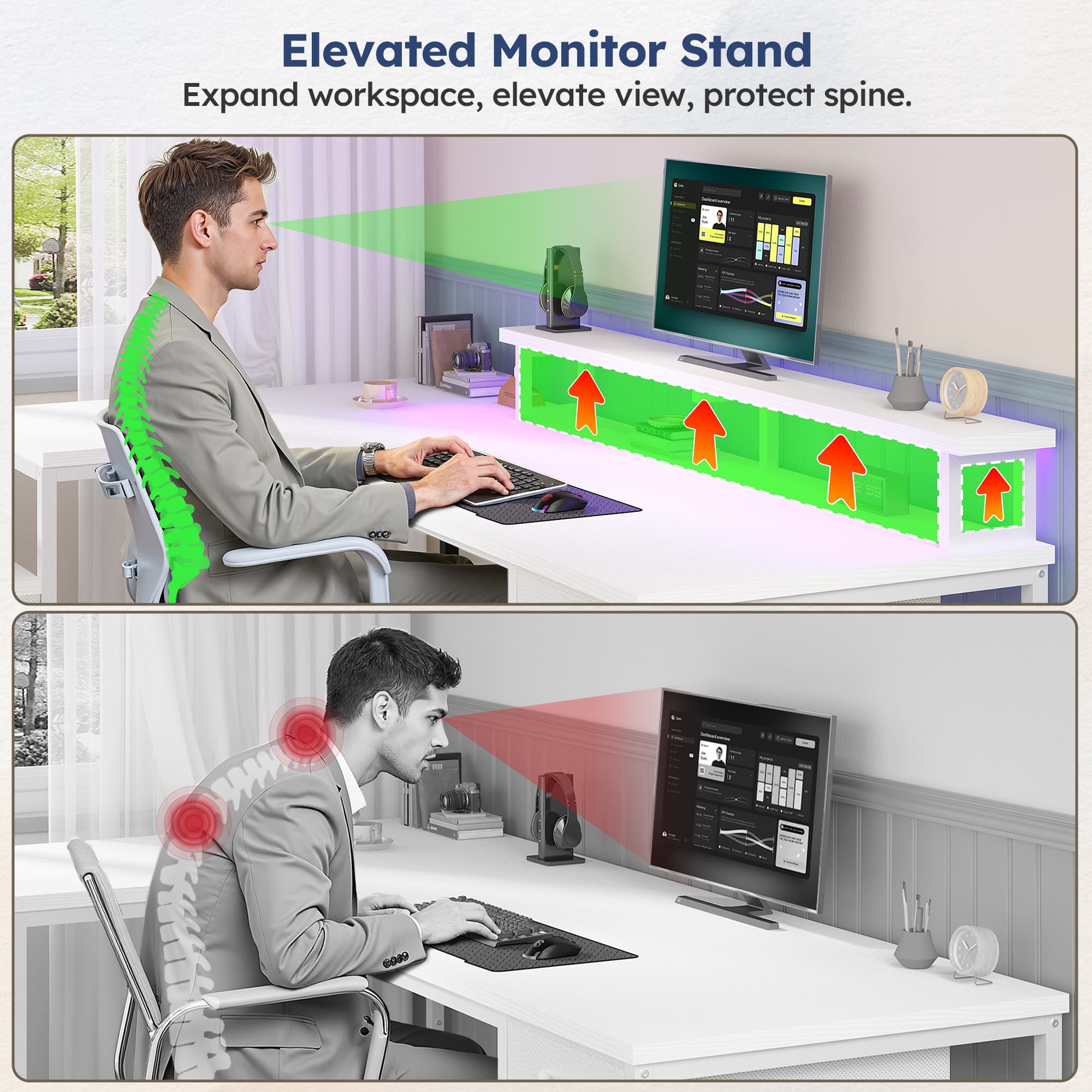 مكتب ألعاب على شكل حرف L من En - مراجعة Dual Monitor Desk Setup وسعره