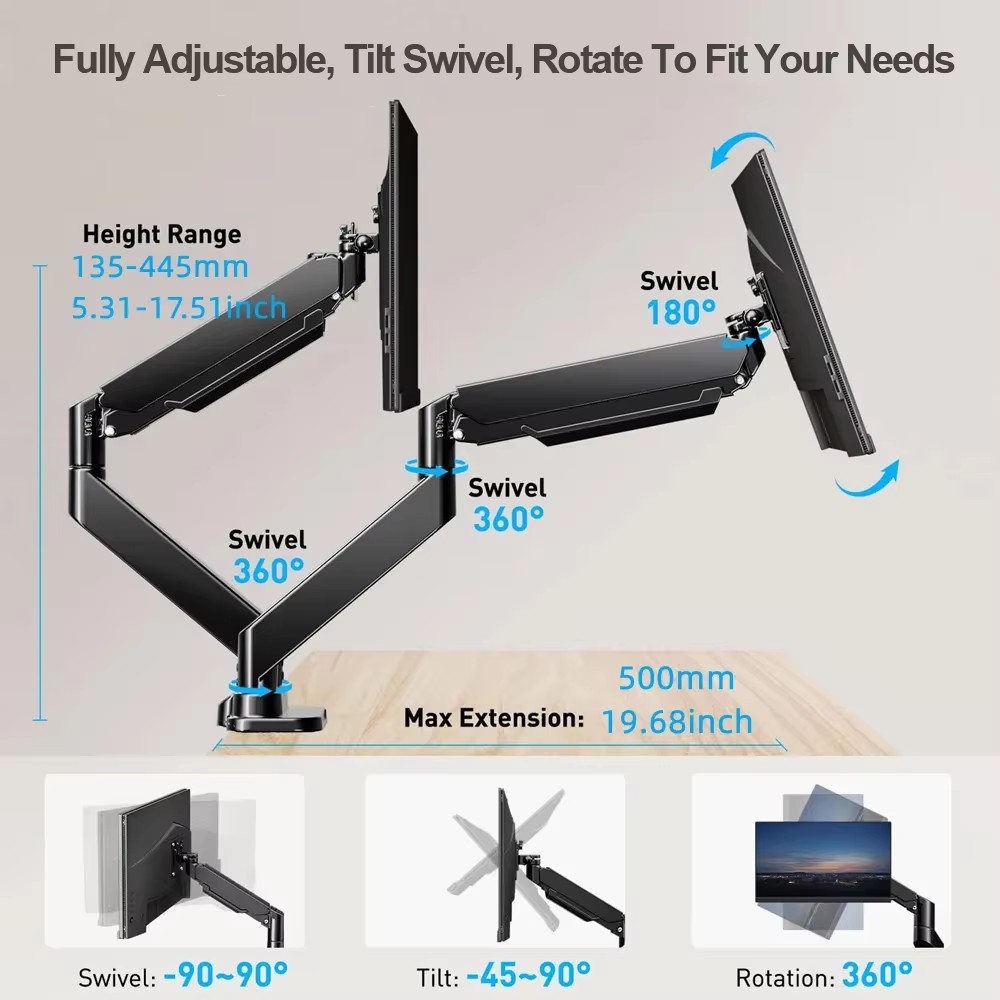المزدوج رصد جبل حامل مكتب العا - مراجعة Dual Monitor Desk Setup وسعره
