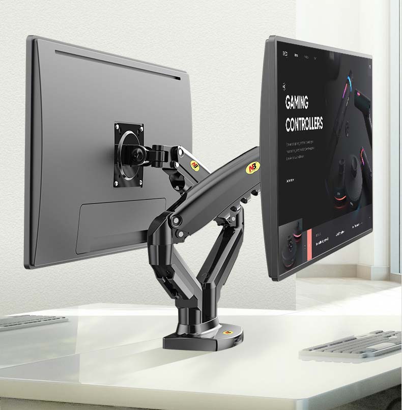 حامل شاشة مزدوج NB NEW F160 بذ - مراجعة Dual Monitor Desk Setup وسعره
