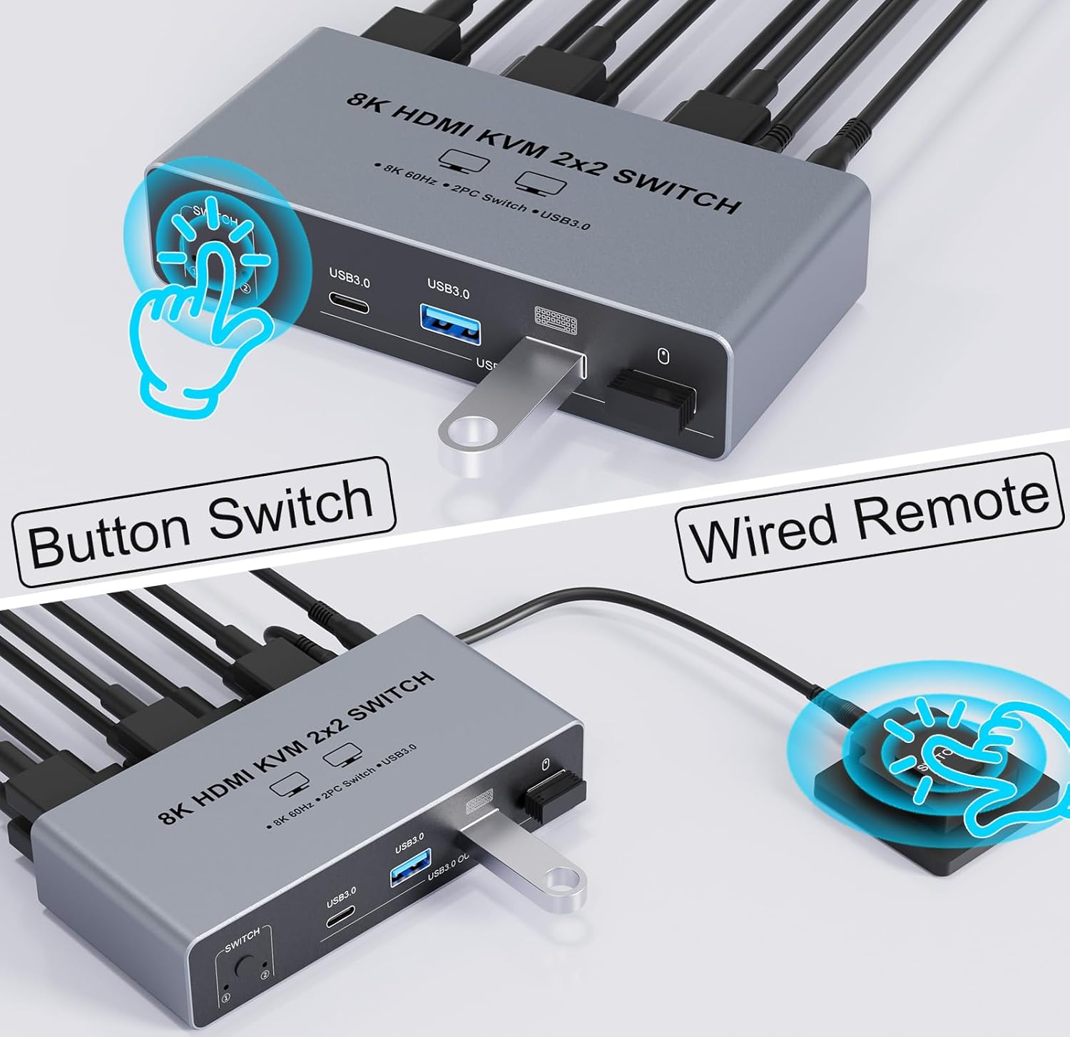 محول KVM بدقة 8K@60Hz HDMI 2.1 - مراجعة Dual Monitor Desk Setup وسعره